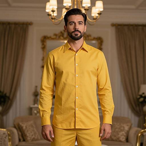 Man in Yellow Mustard Shirt Costume