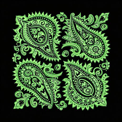 Vibrant Green Paisley Design