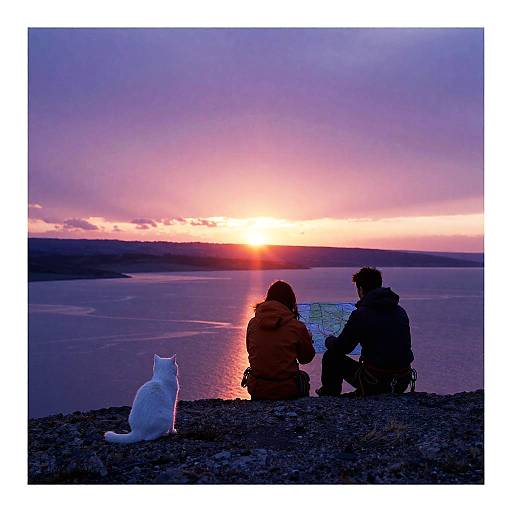 Romantic Sunset Mountaineers Scene