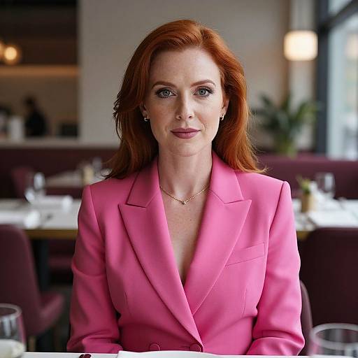 Photorealistic Woman in Pink Business Suit