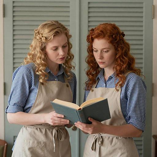 Vintage Sisters Reading Together
