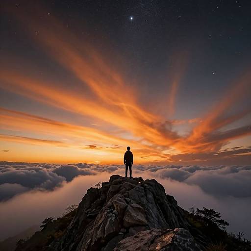 Solitary Figure Beneath Vibrant Night Sky