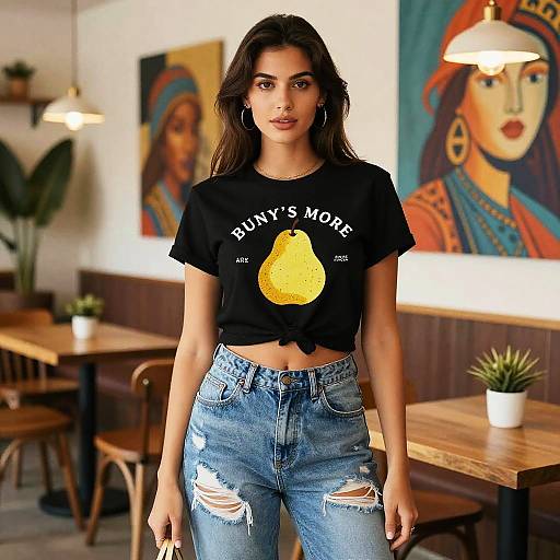 Photograph of a young woman with long dark hair, wearing a black 