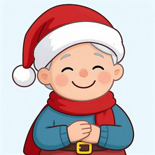 Happy Elderly Woman with Santa Hat