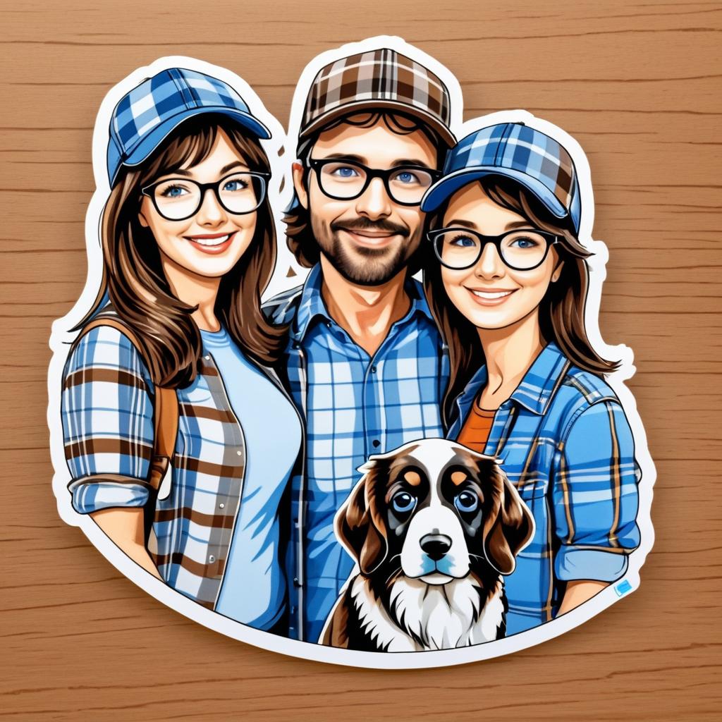 Realistic Family Puppy Sticker Design