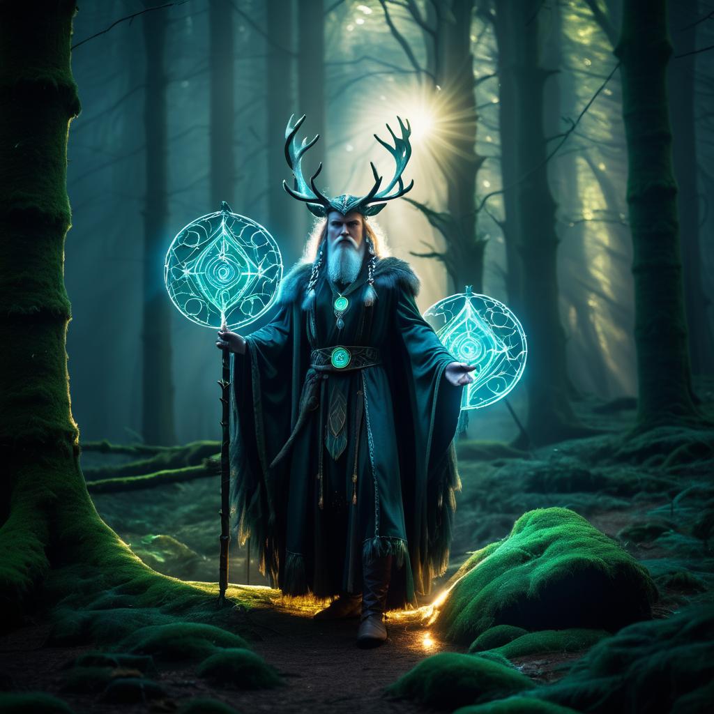 Enchanted Druid in a Mystical Forest