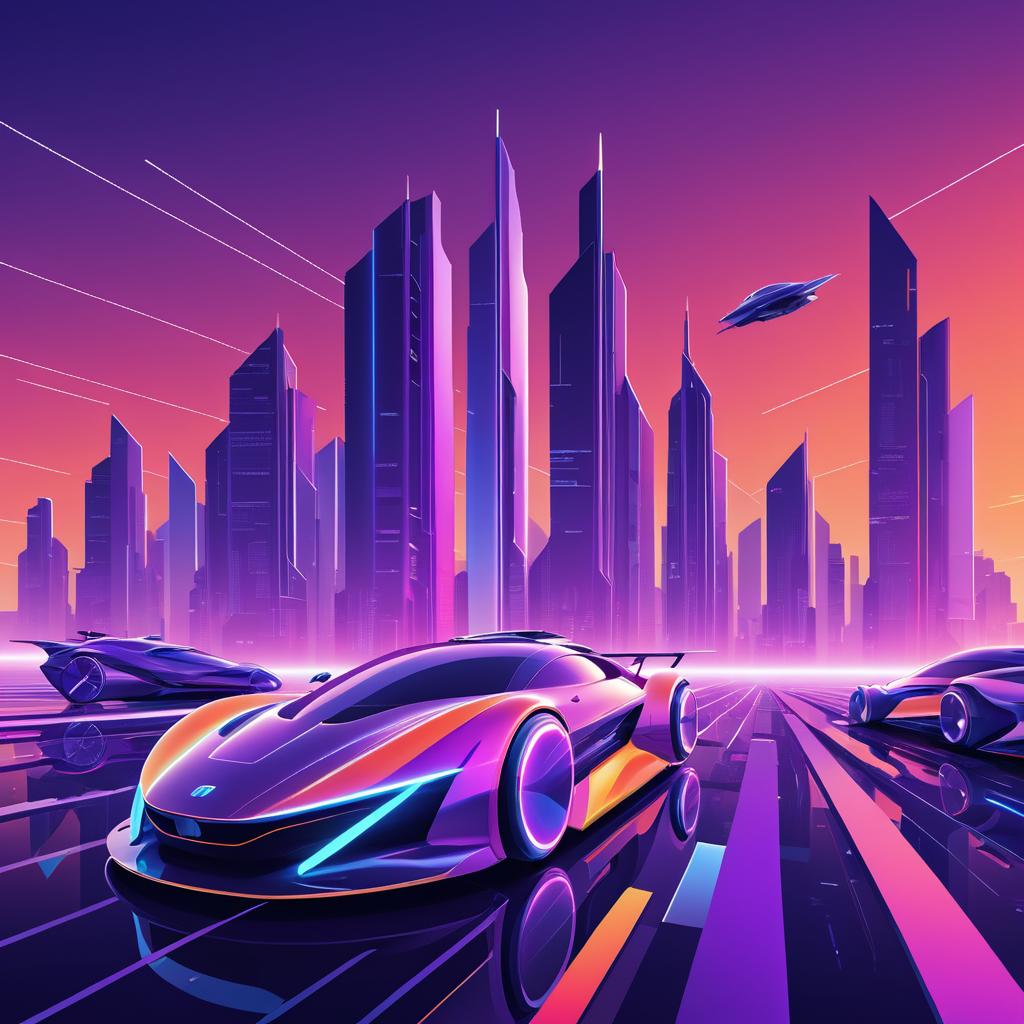 Futuristic Skyline with Flying Cars