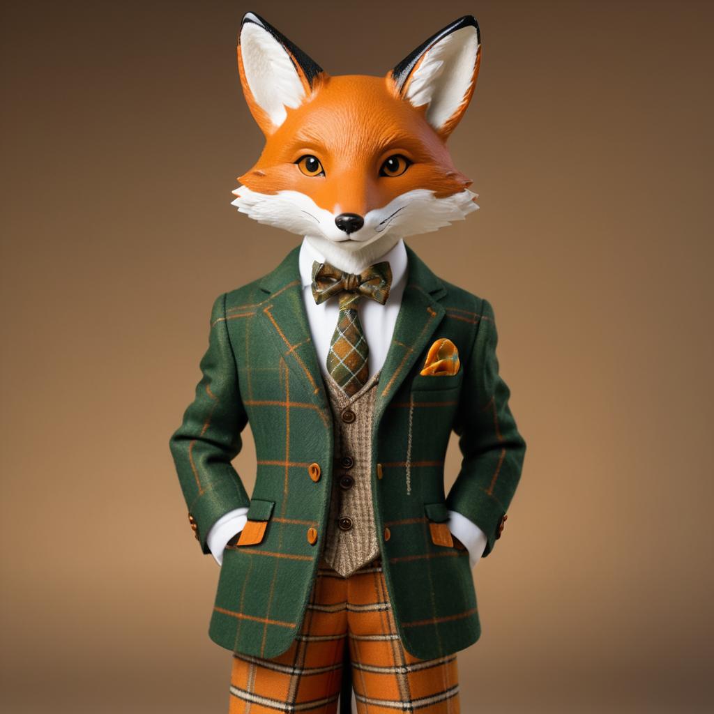 Sophisticated Fox in Tweed Attire