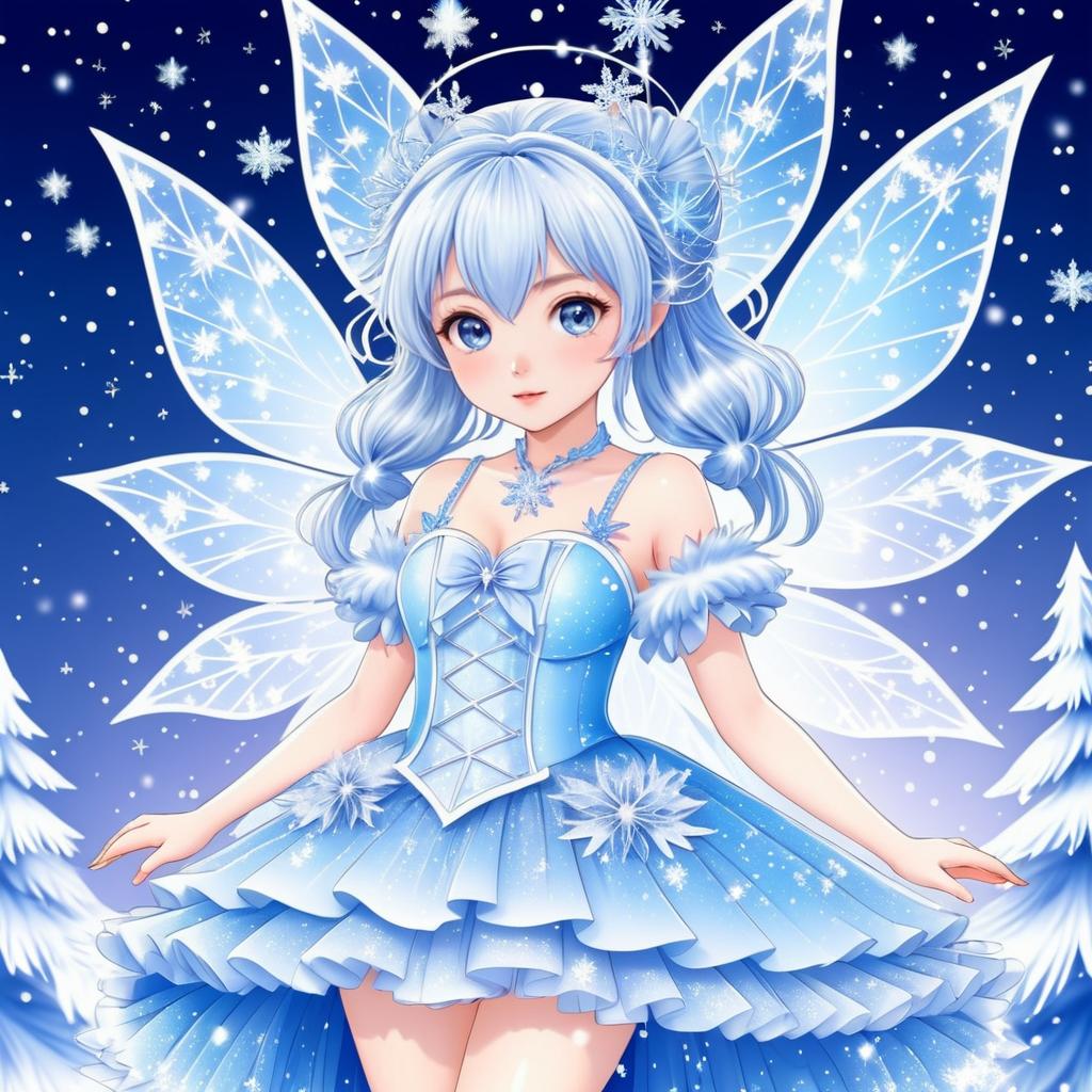 Adorable Winter Fairy in Manga Style