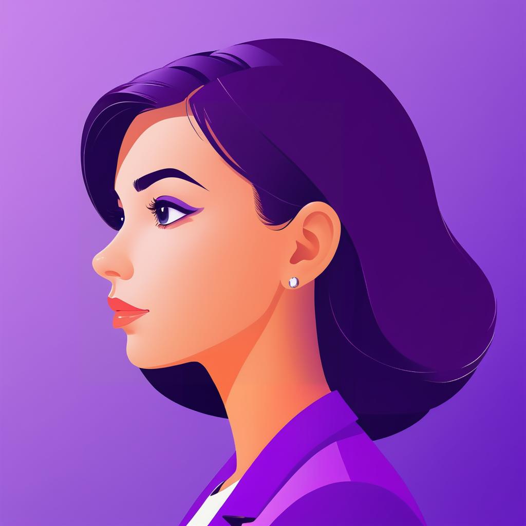 Cartoon Profile of a Smart Young Woman