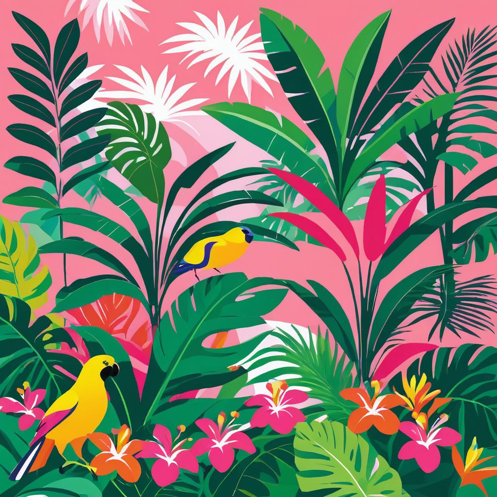 Vibrant Tropical Garden in Matisse Style