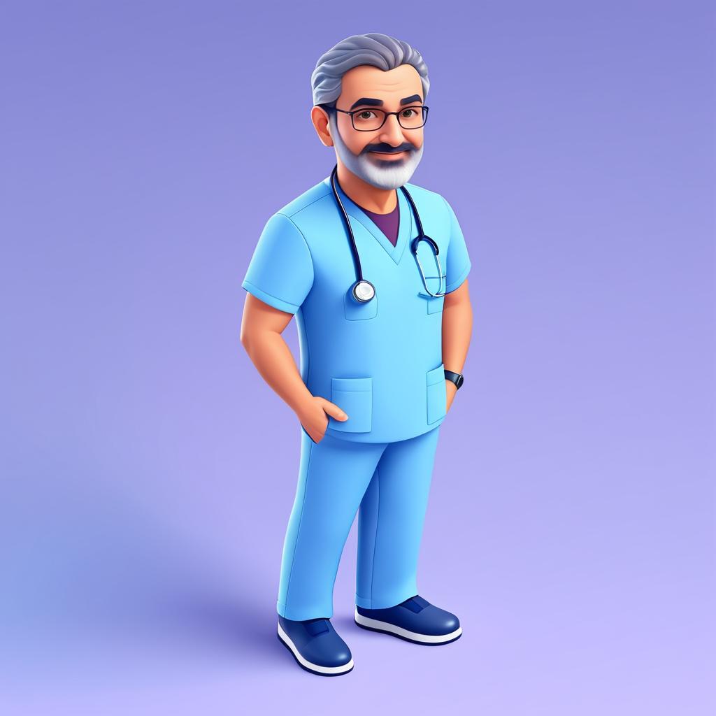 Isometric Illustration of a Middle Eastern Doctor