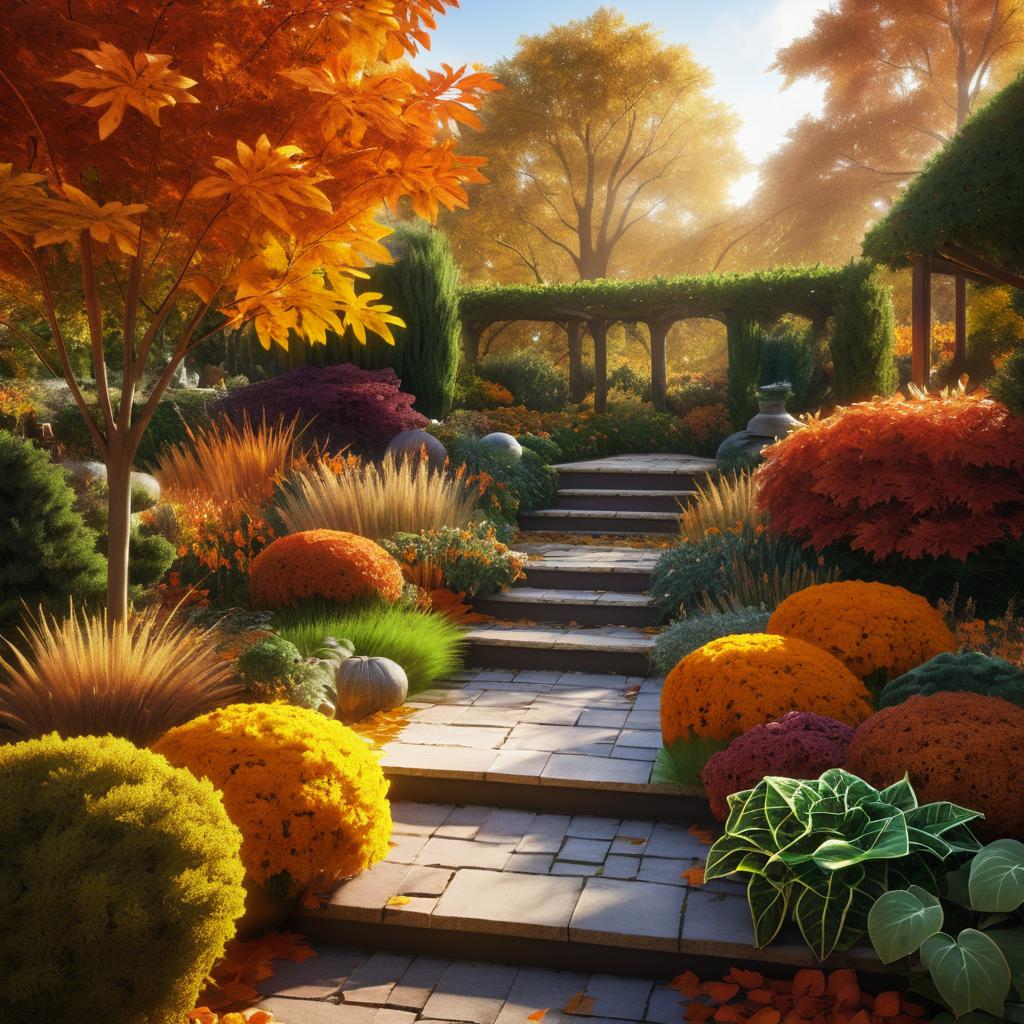 Vivid Autumn Garden Scene in Detail