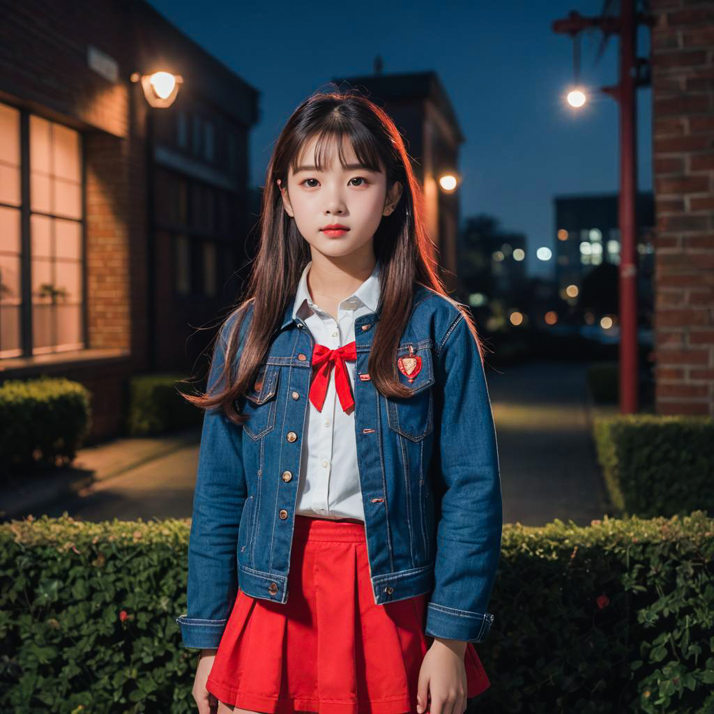 Blushing Schoolgirl in Dusky Studio