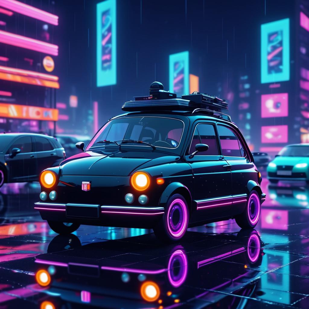 Retro-Futuristic Night Drive in the City