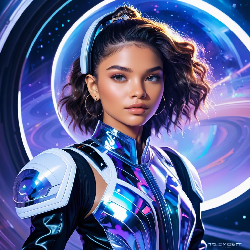 Futuristic Zendaya Portrait in Space Outfit