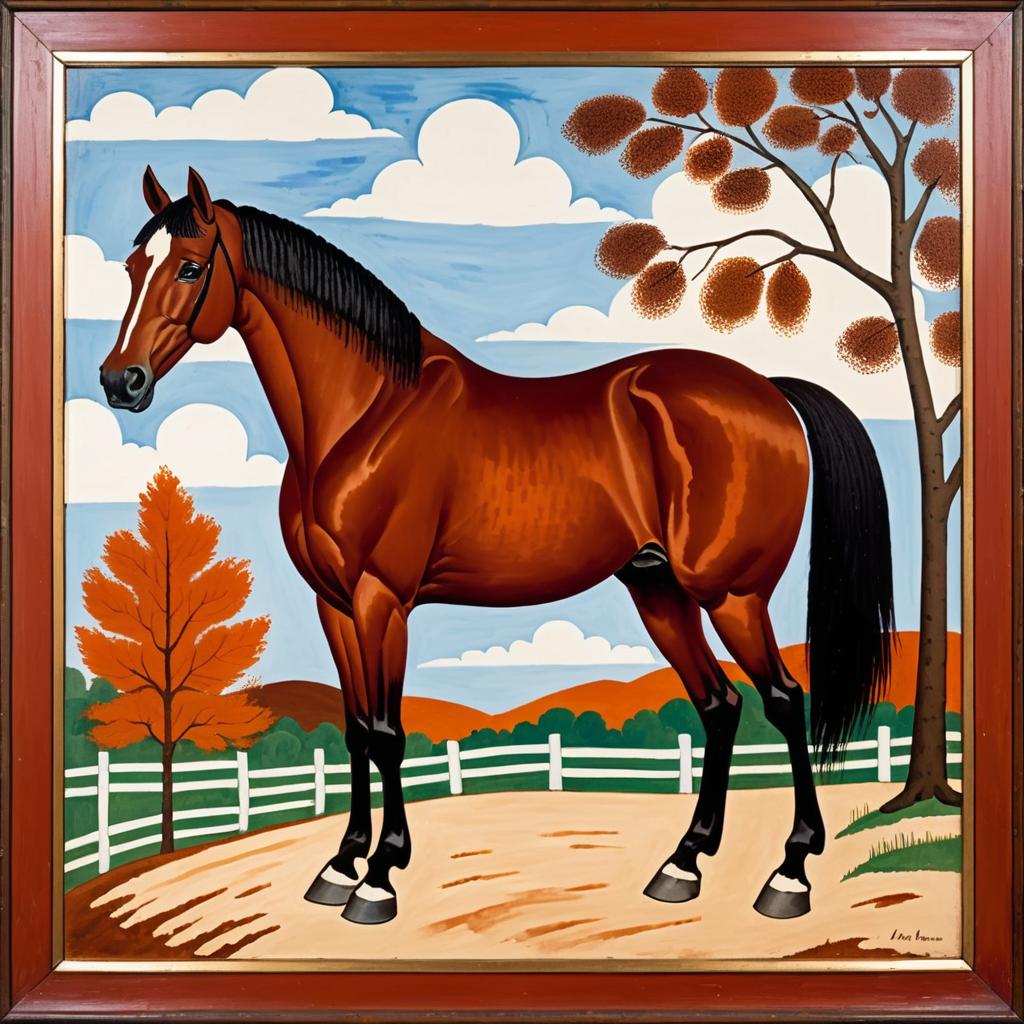 Burnt Sienna Folk Art Horse Portrait