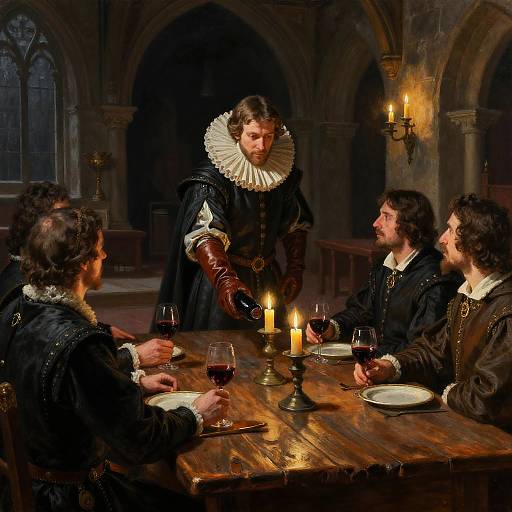 Medieval Butler Serving Nobles