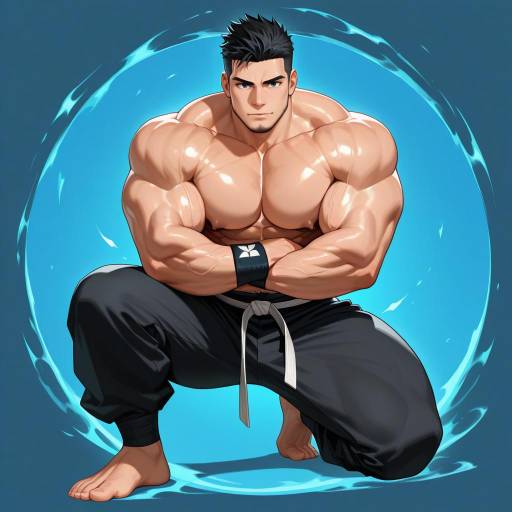 Confident Muscular Male in Victory Pose Confident Muscular Male in Victory Pose
