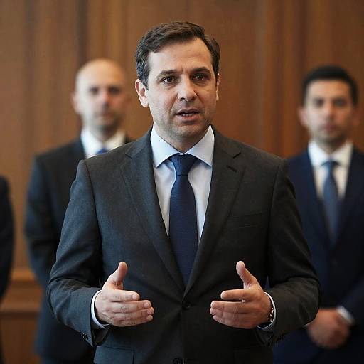 Businessman Speaking in Formal Setting