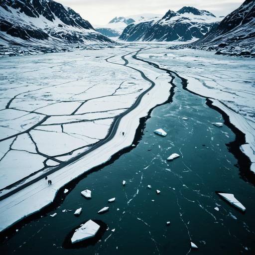 Intrepid Ice Fisher in Frozen Fjord