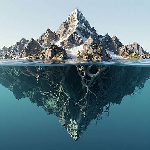 Surreal Upside-Down Mountain Landscape