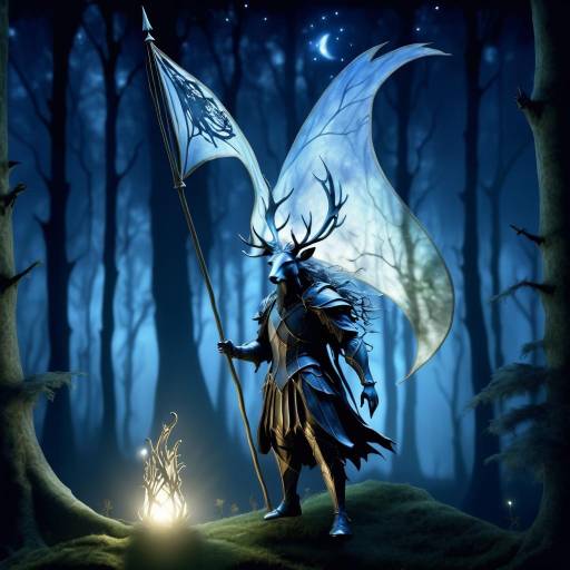 Enchanted Forest Creature with Flag