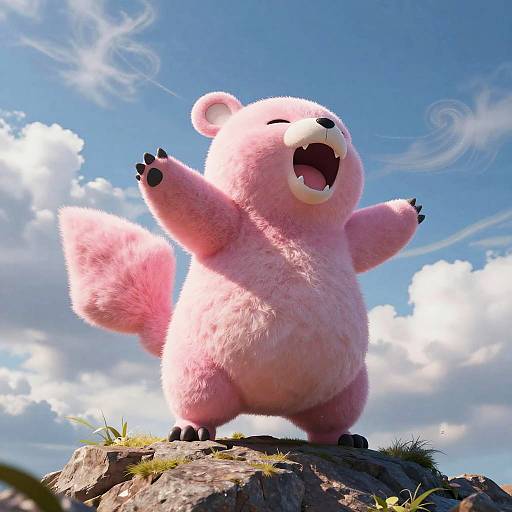 Majestic Pink Bear Pokemon Roaring