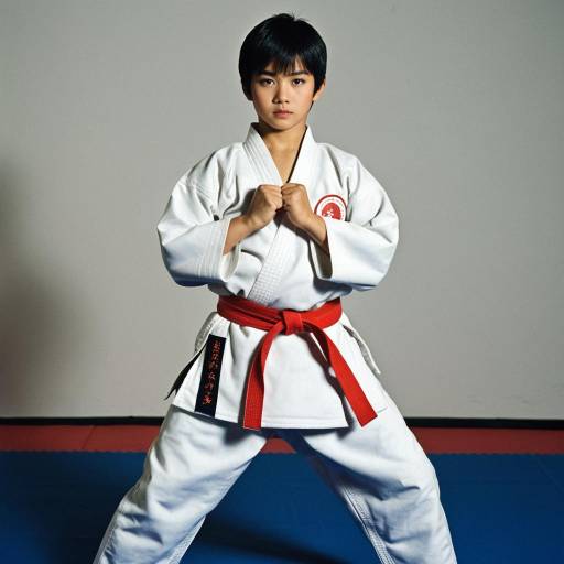 Realistic Karate Kobudo Boy in Dojo