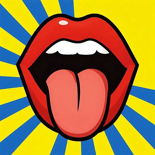 Pop Art Lips with Tongue Sticking Out