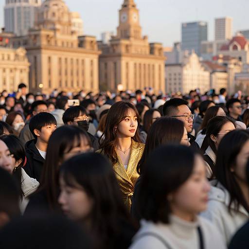 Elegance Amid Shanghai's Commuter Crowd