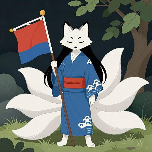 Elegant Fox in Traditional Japanese Style