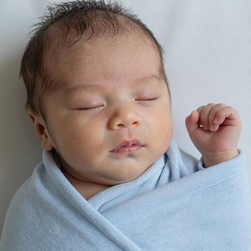 Sleeping Newborn Baby Wrapped in Blue Blanket