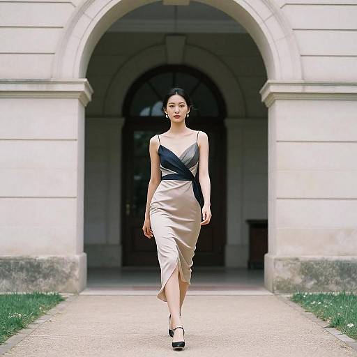 Elegant Woman in Classic Archway Scene