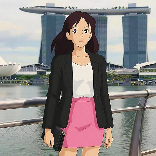 Studio Ghibli Woman at Helix Bridge