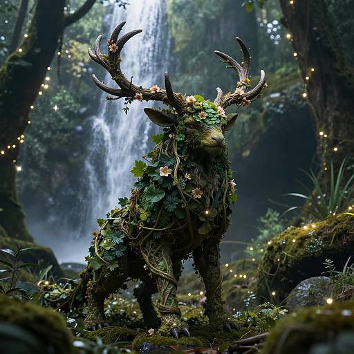 Mythical Forest Creature with Vine Antlers