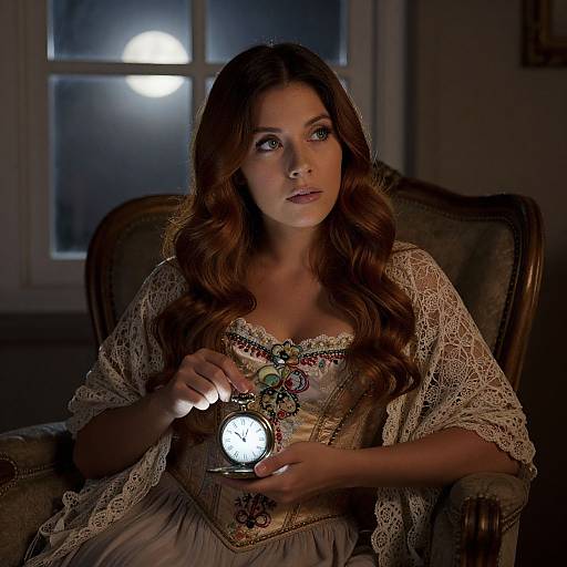 Moonlit Portrait of Nostalgic Grace