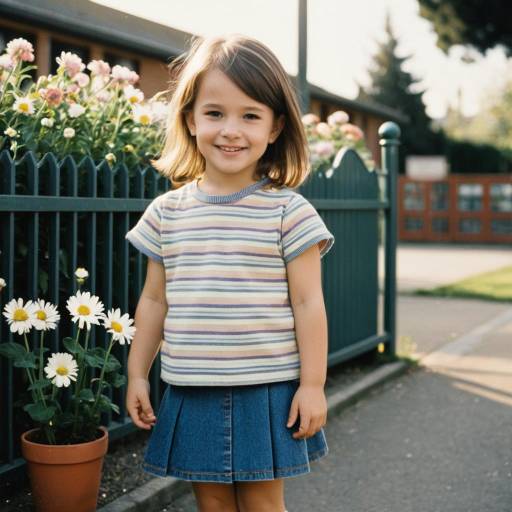 Smiling Toddler Girl Near Schoolyard Gate