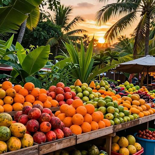 Vibrant Tropical Fruit Market Scene
