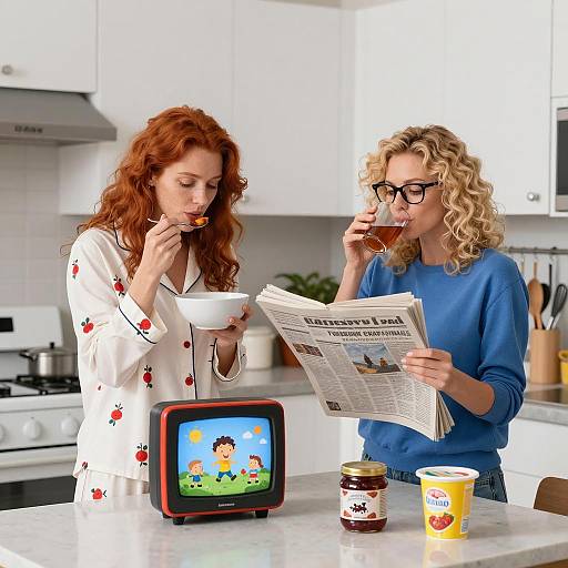 Cozy Kitchen Scene with Two Women