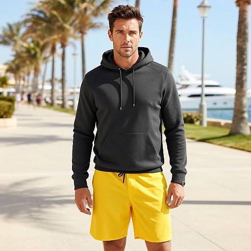 Sunlit Beach Style with Piercing Gaze