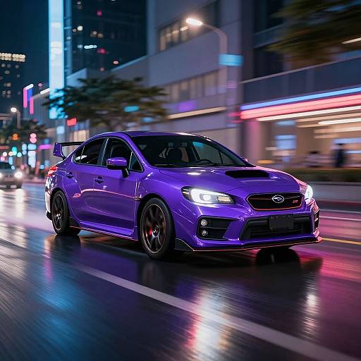 Neon Purple Subaru WRX Racing Night