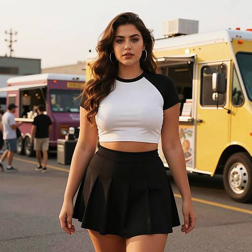 Curvy Woman at Food Truck Rally