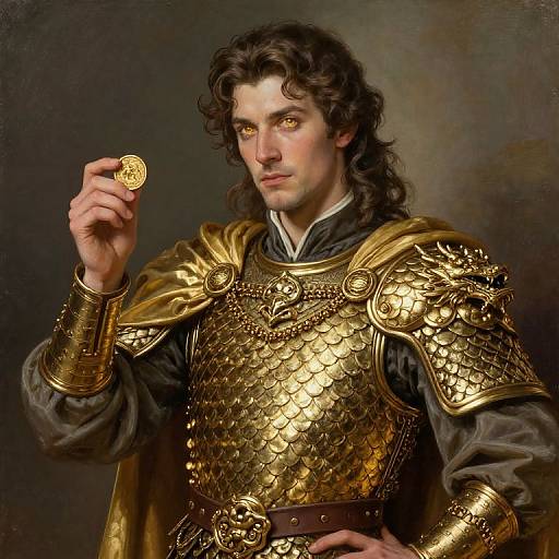 Charming Merchant with Golden Accents