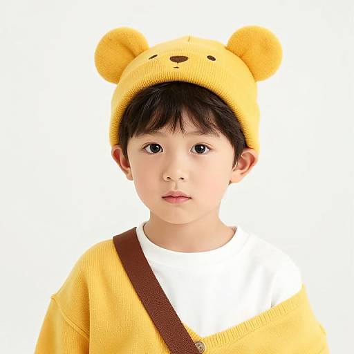 Boy in Yellow Bear Hat and Sweater