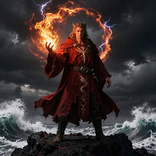 Crimson Dragonborn Sorcerer Conjuring Storm