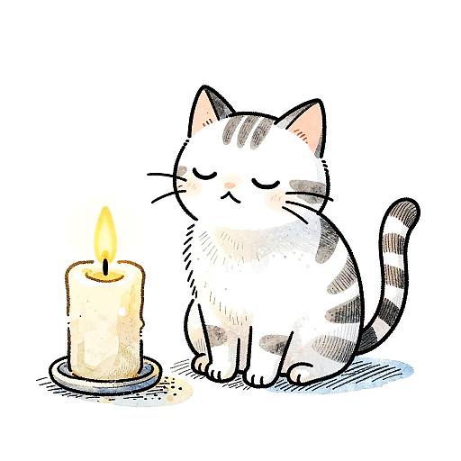 Whimsical Sleepy Cat Cartoon Illustration