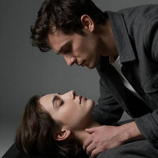 Moody Portrait: Man Leaning Over Woman