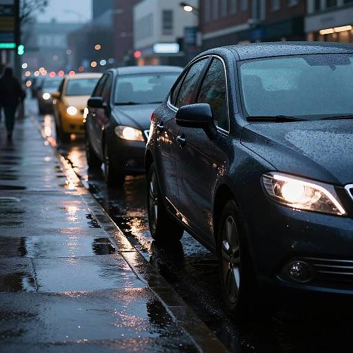 Rainy Neon Urban Car Scene