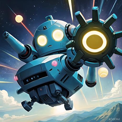 Whimsical Kawaii Robot with Glowing Lights